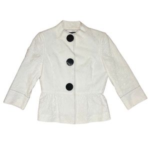 Vintage Tahari White Blazer with Floral Pattern